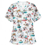 Naiste l&uuml;hikeste varrukatega V-kaelusega topid T&ouml;&ouml;tav j&otilde;ulup&uuml;hapluus L sinine