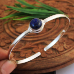 Lapis Lazuli Kivist Tahke 925 Sterling H&otilde;bedast K&auml;sit&ouml;&ouml;na Valmistatud K&auml;ev&otilde;ru sinine