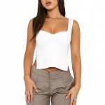 Seksikas Skinny Crop Tank Top soonik kootud rihmaga k&uuml;ljelt l&otilde;hestatud Crop topid Plisseeritud seljata Sweetheart Cami Y2k topp naiste t&uuml;drukule S