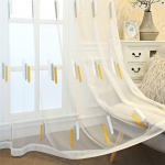 Ruumijagaja L&auml;bipaistev kardin Luksuslik sinine tikitud l&auml;bipaistev kardin, pits Voile kardinad Valgust filtreeriv kardin Vintage lilledega aknahooldus 150*270CM