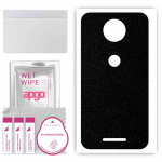 apgo Protective Skin Sticker for the back compatible with Motorola Moto C Plus, Wrap Film, Foil, Vinyl - Pattern Matte Black