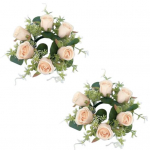 2 tk Kunstlik roosip&auml;rja k&uuml;&uuml;nla s&otilde;rmus sammas k&uuml;&uuml;nlajalg Rohelised lehed V&auml;rvilised lillep&auml;rjad Kodu pulmapeolaua keskosa kaunistus C