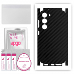 apgo Protective Skin Sticker for the back+sides compatible with Samsung Galaxy S23+ Plus, Full Wrap Film, Foil, Vinyl - Pattern Carbon Black