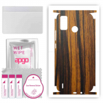 apgo Protective Skin Sticker for the back+sides compatible with Tecno Spark 6 Go, Full Wrap Film, Foil, Vinyl - Pattern Tigerwood