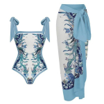print retro stiilis &uuml;hes t&uuml;kis ujumistrikoo kaheosaline komplekt Slim-fit konservatiivne Skinproof Insta stiilis ujumistrikoo S