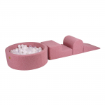 Foam climbing blocks for toddlers MeowBaby&reg; Boucle Pink 3 elements with Ball Pit 90x30cm 235x45x30 cm