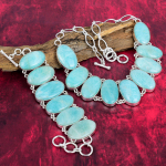 Amasoniidi Ehted, 925 Prooviga H&otilde;be K&auml;ev&otilde;ru ja Kaelakee, V&auml;&auml;riskividega Ehete Komplekt, &Otilde;rn Ehtekett, K&auml;sitsi Valmistatud Amasoniidi Ehted Kingituseks Adjustable With 8"-18" sinine