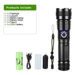Uued supertaskulambid taskulambid &Uuml;liv&otilde;imas taskulamp USB-laetav v&auml;lklamp 8000MAh LED-taskulambi suumilatern G-XHP360-26650