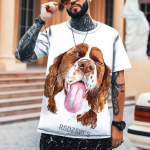 Suvine l&uuml;hikeste varrukatega 3D-printimisega T-s&auml;rk Koerte Loomaprint Pol&uuml;ester Suvise Meeste Suurem&otilde;&otilde;tmelise T-s&auml;rgi Riietus Suures suuruses XXS