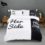 Dream NS Lihtne Must + Valge Voodipesu Komplekt Kass/Koer/Tema ja Tema Paariline Voodipesu Padjap&uuml;&uuml;r Kohandatav Kodu Tekstiil Voodikomplekt AU Double 180X210CM