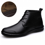 Ehtsast nahast meeste saapad Mugavad soojad pahkluu talvesaapad &Auml;rinahast saapad 39 must