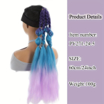 24-tolline s&uuml;nteetiline sirgetest juustest hobusesaba parukas naistele &ndash; kuumakindel mullipunutise pikendus, sobib k&otilde;igile, ideaalne pidudeks ja koosviibimisteks 24inch