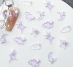 50 tk lilla l&auml;bipaistev pilvek&uuml;&uuml;nekunsti ripatsid 3D armas kuukujulise t&auml;hekuu pilvek&uuml;&uuml;nekaunistused isetehtud Kawaii k&uuml;&uuml;neaksessuaarid