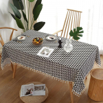 Sinine Valge Portselanmustriga Puuvillane Linane Kangas, &Otilde;mblustega Tuttidega Ristk&uuml;likukujuline Laudlina K&ouml;&ouml;gile | S&ouml;&ouml;gitoale | Kaunistuseks | Teepidu jaoks | Pulmadeks 140*140CM（350g)