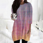 Naiste vabaaja 3/4 varrukatega s&auml;rgid Moeprinteriga tuunikatopid taskutega L must