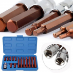 15 tk 1/2' ajami kuuskantpistikupesad H4/5/6/7/8/10/12 meetrilised kruvikeeraja otsiku pesad K&auml;sit&ouml;&ouml;riista pesa liigend kuusnurkne