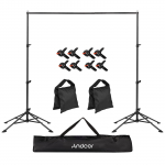 Andoer 2 * 3 meetrit / 6,6 * 10 jalga stuudiofotograafia taustadekoratsiooni statiiv 4 jalaga tausta tugis&uuml;steem must