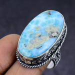 Republic Larimar Gemstone 925 Sterling Silver gift Jewelry Ring Size 8 p9W41