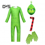 1 komplekt lastele Halloweeni kombinesoon Roheline karvane looma kost&uuml;&uuml;m sisaldab maskikindaid salli komplekti fotorekvisiite esinemisriided 130 cm