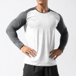 Meeste sportlikud pikkade varrukatega topid Quick Dry Fitness T-s&auml;rgid Kulturismi J&otilde;usaali T-s&auml;rgid Vabaaja k&otilde;hnad, elastsed, hingavad spordir&otilde;ivad M valge
