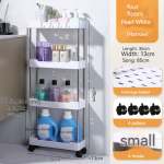 Ratastega vannitoa panipaik, 3/4 kihiline veerev tarbek&auml;ru, vannitoa panipaik, mitmeotstarbeline tarbek&auml;ru 4 layers valge