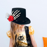 Halloween Top Hat Adults Black Skeleton for Dress up Cosplay Carnival Vertical hand