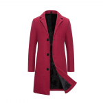Kevads&uuml;gisene pikk puuvillane mantel, villasegu Puhas v&auml;rv vabaaja &auml;rimood meeste r&otilde;ivad &otilde;huke tuulejope XS veinipunane v&auml;rv