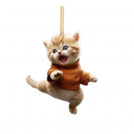 Autoripats koos kaelapaelaga, h&otilde;lpsasti riputatav Kung Fu Cat Disain Automaatne tahavaatepeegel Ornament Loomade ripats Auto interj&ouml;&ouml;ri tarvikud D