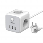 Tessan Lauaarvuti mitme pistikupesa pistiku pikenduspesa Euroopa toitejuhe 3/8 pistikupesaga, 3/4 USB-porti ja 1,5M/2M juhe kodu, kontori jaoks 3 Outlets & 3 USB Ports hall v&auml;rv