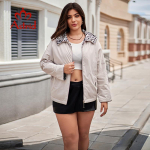 Astrid Naiste s&uuml;gistalveparka suures suuruses naiste r&otilde;ivad, mood, leopard, polsterdatud kapuuts, naiste &uuml;mberp&ouml;&ouml;ratav jakk, tepitud mantlid AM-10128 L beež