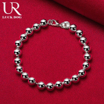 925 Sterling h&otilde;be 8mm &uuml;mmargune helmes kett k&auml;ev&otilde;ru Moodsad pulmaehted 20CM