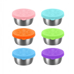 6 tk kastmekonteiner , roostevabast terasest v&auml;ikesed maitseainekonteinerid lekkekindla silikoonkaanega, korduvkasutatavad konteinerid l&otilde;unas&ouml;&ouml;gikarpide, pikniku jaoks One Size