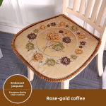 Kohandatud peene tikitud lilledega U-kujulised istmepadjad rihmadega Hiina stiilis puuvillane linane kontori kodu toolipadjad libisemiskindel t&otilde;mblukk 44x42cm (with straps)