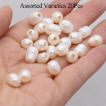 20 tk valged naturaalsed p&auml;rlid suure auguga, luksuslikud elegantsed riisikujulised lahtised helmed meisterdamiseks kaelakee k&auml;ev&otilde;ru ja jalav&otilde;ru k&otilde;rvar&otilde;ngad tarvikud, ehete valmistamine 20Pcs/8-9mm valge