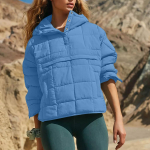 Naiste &uuml;hev&auml;rviline pikkade varrukatega vaba vabaaja kapuutsiga puuvillane jope L sinine