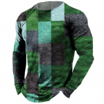 V&auml;rviplokk 3D Prindiga Meeste T-s&auml;rgid Kevadsuvi Imitatsiooniga pol&uuml;ester lahtise &uuml;mara kaelusega pikkade varrukatega vabaaja topid Oversized T-s&auml;rk S