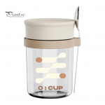 350 ml klaasist &ouml;&ouml;kaerakonteinerid Erksad virnastatavad kaanega purgid Lusikas tervisliku toidu s&auml;ilituslahust 350ml valge