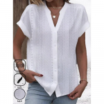 JPNTKY Naistemood vabaaja suve &uuml;hev&auml;rvilise tr&uuml;kiga l&uuml;hikeste varrukatega V-kaelusega pluusid ja s&auml;rgid S