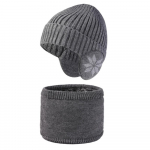 Kootud m&uuml;ts Kvaliteetne k&otilde;rvaklapid Kootud m&uuml;ts Kaelapaela komplekt Meeste talvine &otilde;uesoe kaheosaline komplekt M（56-58cm） must