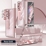 Samsung Galaxy Z Fold 5 &uuml;mbrise liigendkattega l&auml;bipaistva magnetilise &uuml;mbrise volditud 4 3 jaoks koos S-pliiatsihoidjaga Kickstand 360 t&auml;ielik kaitsekate For Galaxy Z Fold 5 selge roosa v&auml;rv