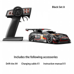 Uus 1:24 t&auml;ismahus kiire driftiga kaugjuhtimispuldiga auto, 2,4 g juhtmevaba 4-veolise kaugjuhtimispuldiga v&otilde;idus&otilde;iduauto mudel, laste s&uuml;nnip&auml;evakingitus m&auml;nguauto must