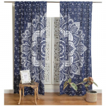 Must H&otilde;bedane Mandala Lill Boheemlaslik K&otilde;rge Pimendusega Kardinad Elutuba Magamistuba Kodu Paks Pimendav Drapeerimine Mitmev&auml;rviline Kardin W55 X H120cm X 2&HOOK