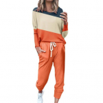 2 tk/komplekt Naiste &uuml;laosa p&uuml;kste &uuml;likond &Uuml;mara kaelusega pikkade varrukatega Colorblock sportlik dressipluus S tumelilla v&auml;rv