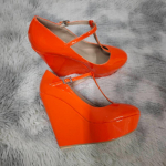 2025 Uued S&uuml;gis Talv Naiste Kingad 14cm &Uuml;mar Nina T-Rihm Platvorm Kiil K&otilde;rge Kontsaga Gladiaator Daamide Kleidi Peo Pulma Kingad 38 oranž