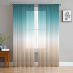 Sinakasroheline Khaki Gradatsiooniga L&auml;bipaistvad Kardinad Elutoa Kaunistuseks Akknakardinad K&ouml;&ouml;ki T&uuml;ll Voile Organza Kardinad W135 x H115cm x1&Rod Pocket