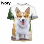 Moodne armas lemmikloomakoer corgi 3D printiga unisex naljakas vabaaja l&uuml;hikeste varrukatega T-s&auml;rk S