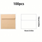 100 tk Vintage Square Mini v&auml;ike &uuml;mbrik, Western Kraft Invitation Literary &uuml;mbrik pruun