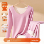 Naiste K&otilde;rge Elastne Saksa Sametist Termokost&uuml;&uuml;m - Ka&scaron;miirsidist Kahepoolne Soojendav S&uuml;gisriietus ja P&uuml;ksid M kohv/lilla