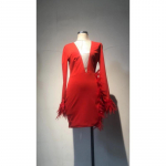 Bubble Sleeves Salendav naiste v&otilde;rk, sulgede kaunistus Slim Fit kleit naiste &otilde;htukleidid S valge