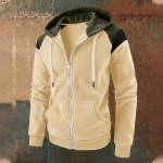 Meeste kontrastv&auml;rviline mood kapuuts Meeste vabaaja spordimantel XL beež